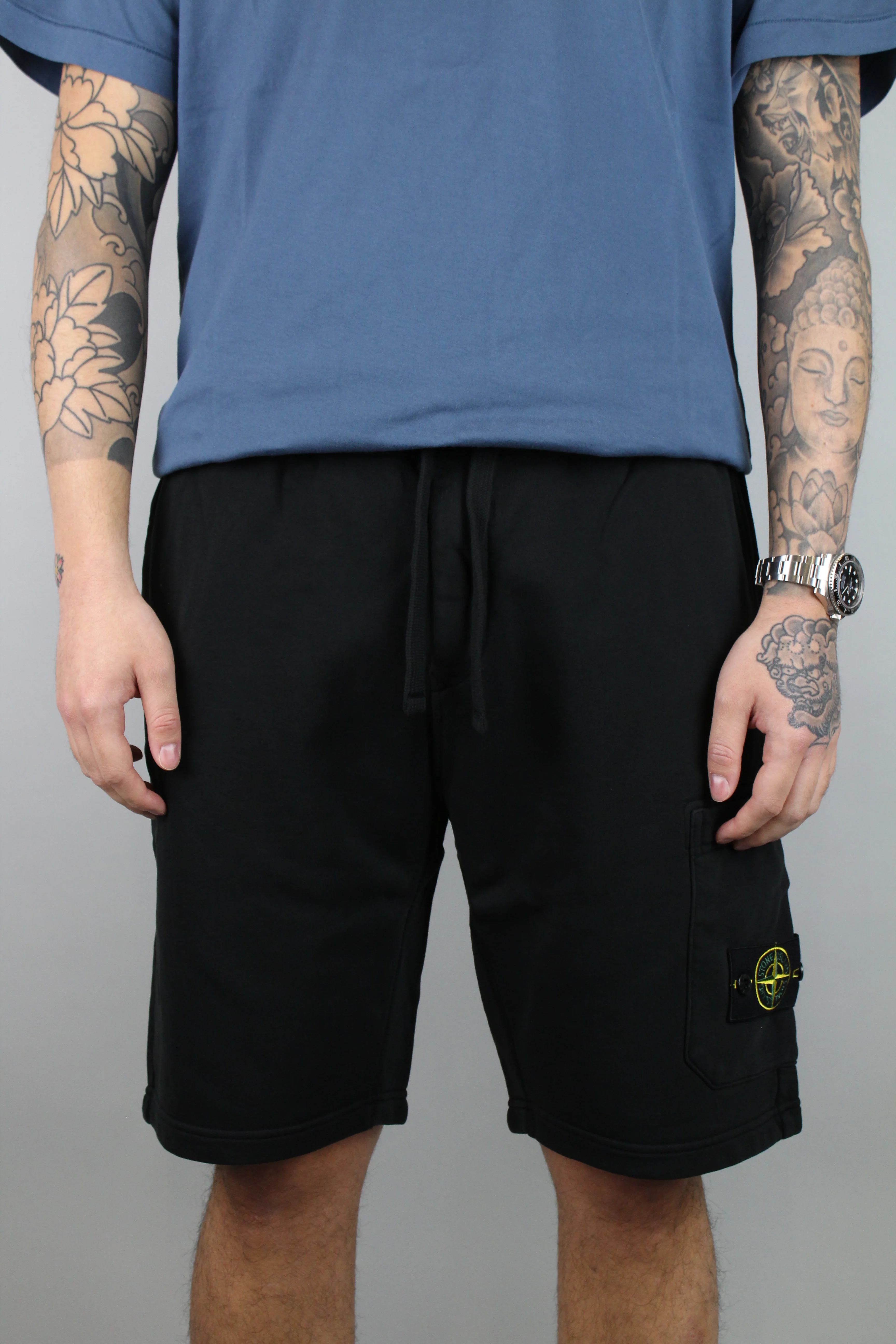 Stone Island Felpa Bermuda Shorts 'Black' - Image 3